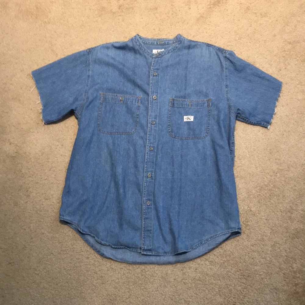 Calvin Klein Vintage Mandarin Collar Denim Shirt